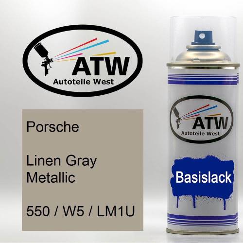 Porsche, Linen Gray Metallic, 550 / W5 / LM1U: 400ml Sprühdose, von ATW Autoteile West.
